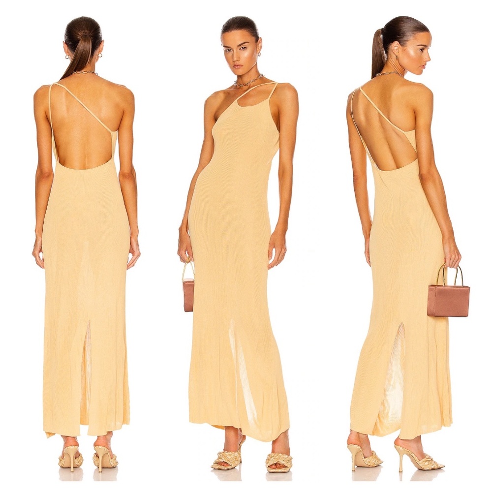 Backless One-Shoulder Maxi Dress in Light Peach